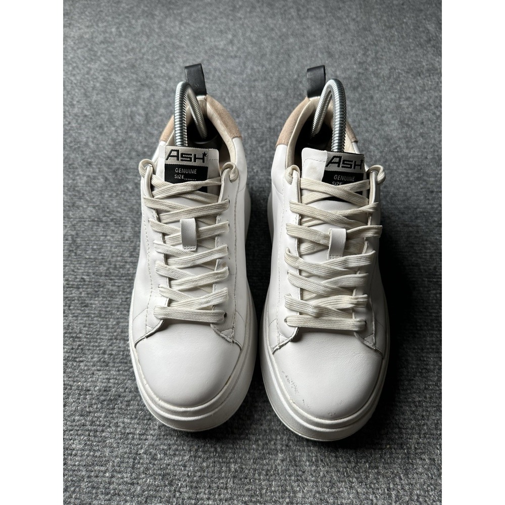 Womens Platform Sneakers Ash White Leather Chunky, Size US 7.5 - Picture 5 of 10